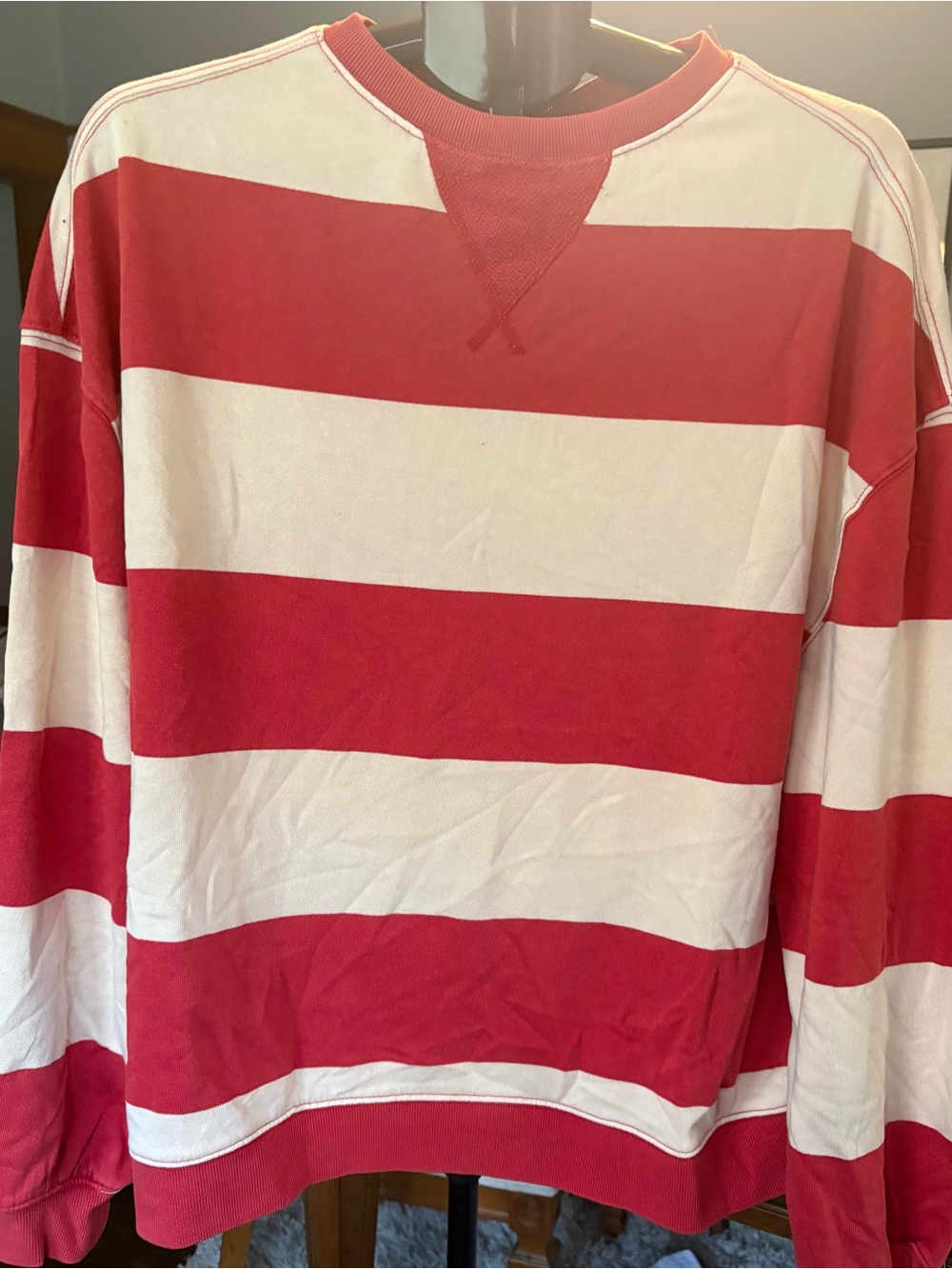 NWT Free People Striped Sweatshirt Cherry Combo Red White Size M $98